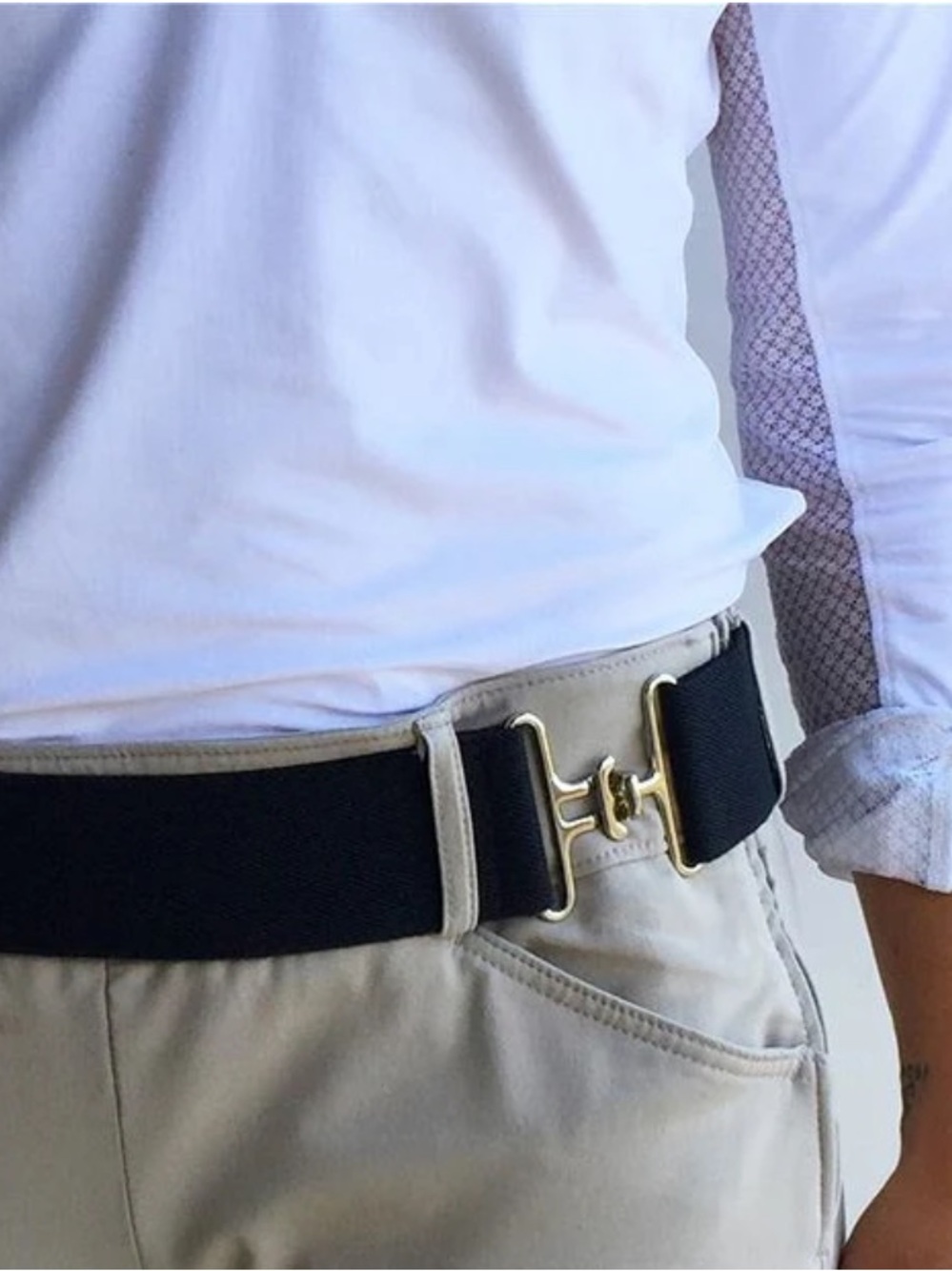 Ace Equestrian Elastic Horse Riding Belt Black/Silver